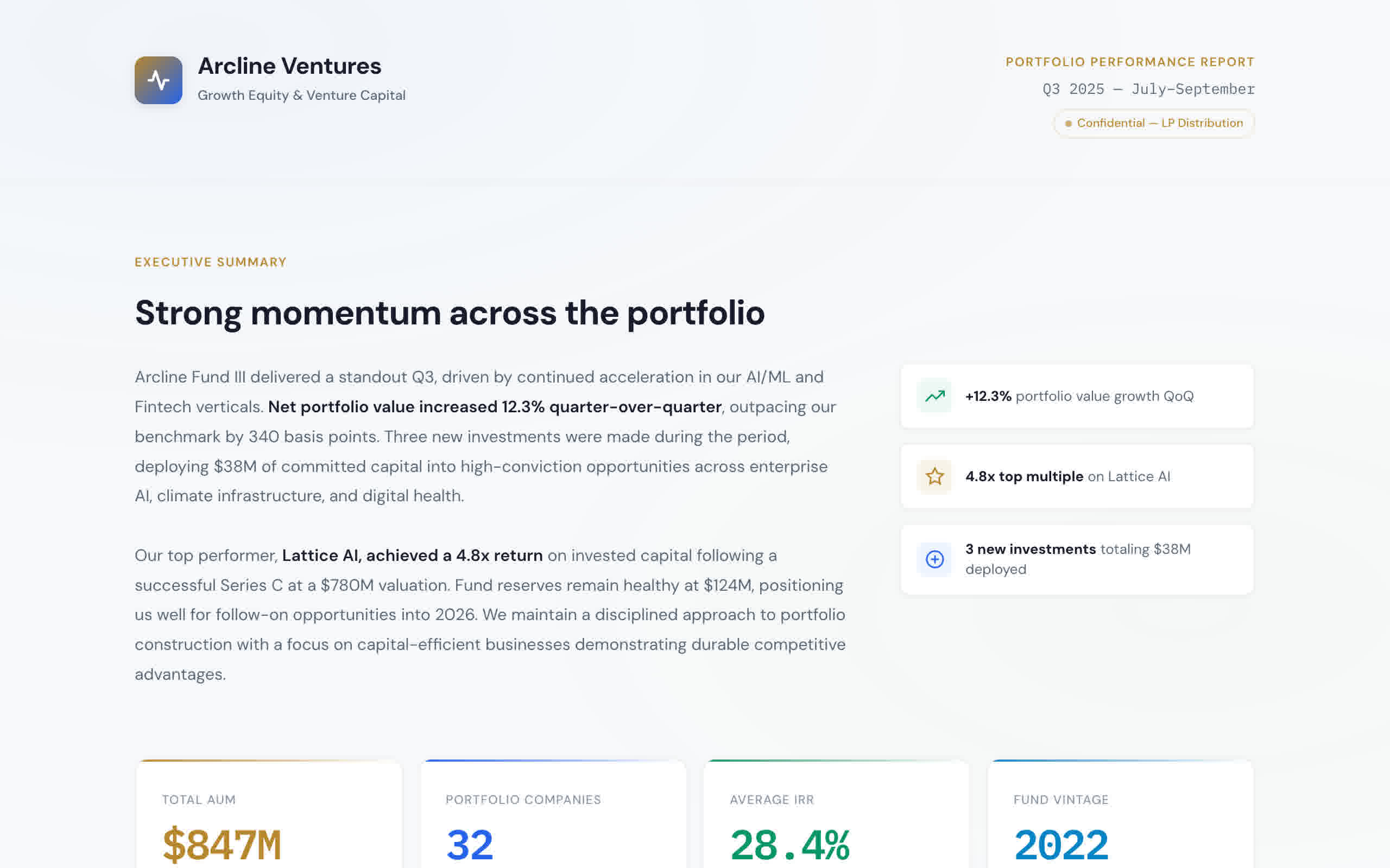 Arcline Ventures Q3 Report screenshot