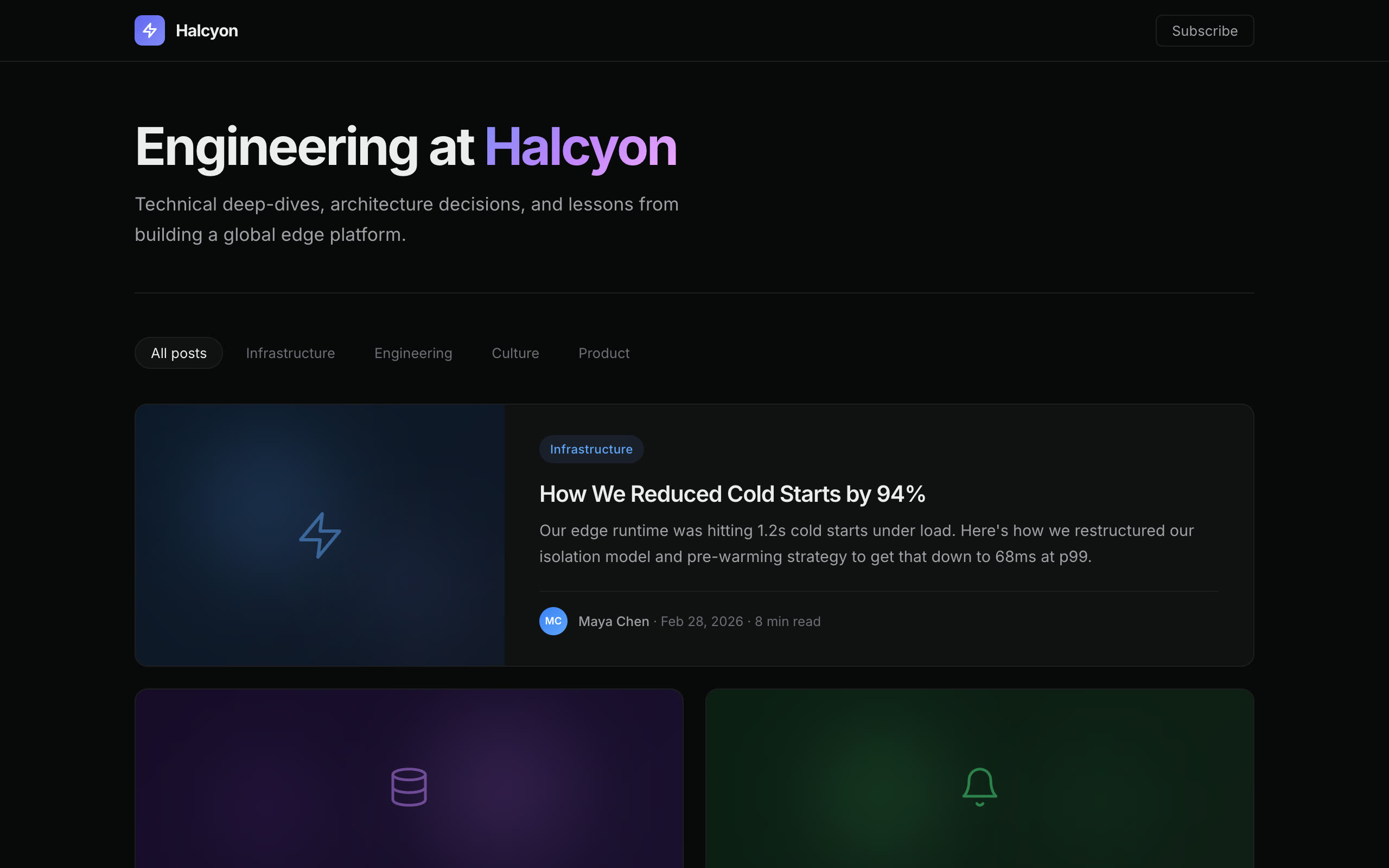 Halcyon Blog screenshot